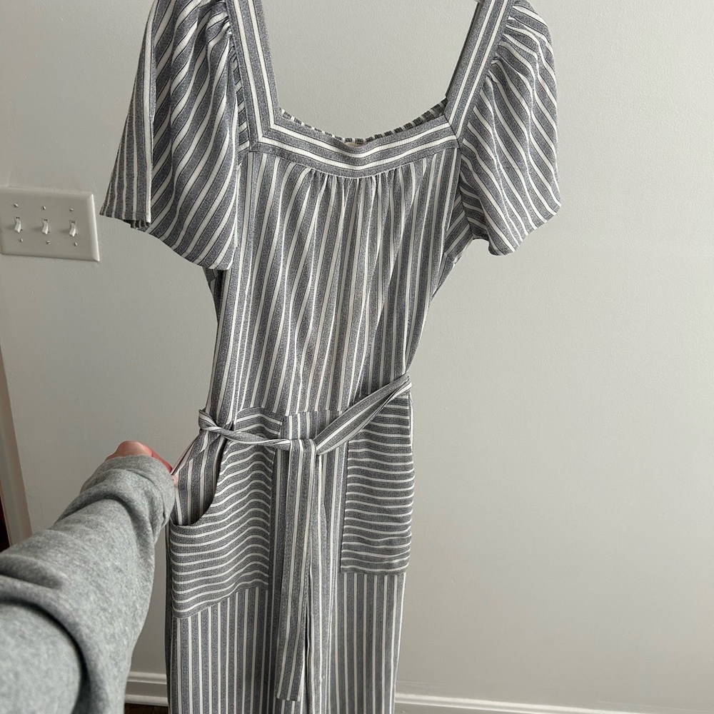 Monteau Black and White Puff Sleeve Jumpsuit